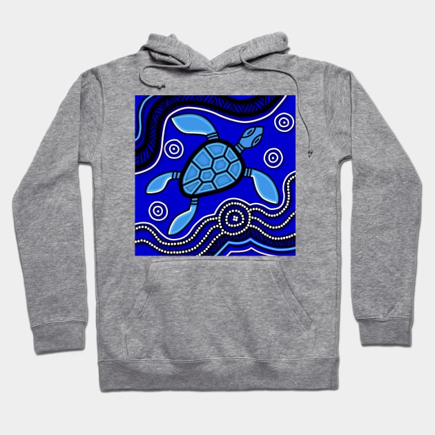 Aboriginal Art - Turtle Blue 2 Hoodie by hogartharts